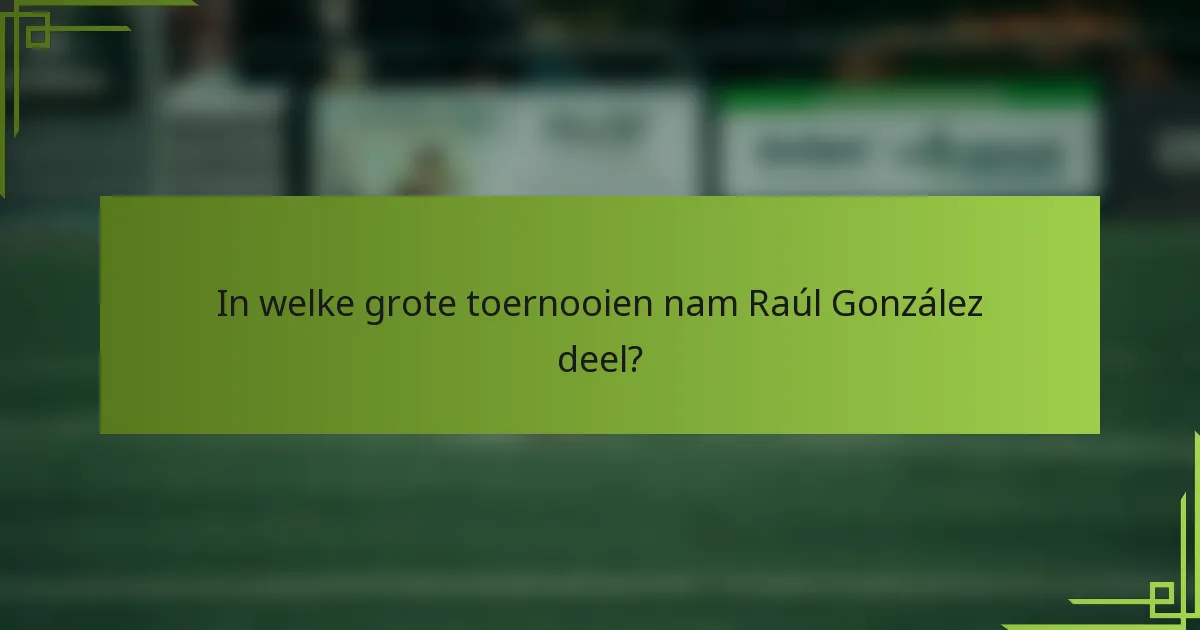 In welke grote toernooien nam Raúl González deel?
