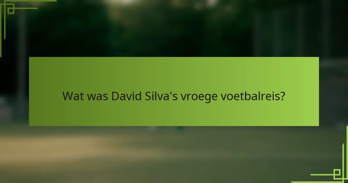 Wat was David Silva's vroege voetbalreis?