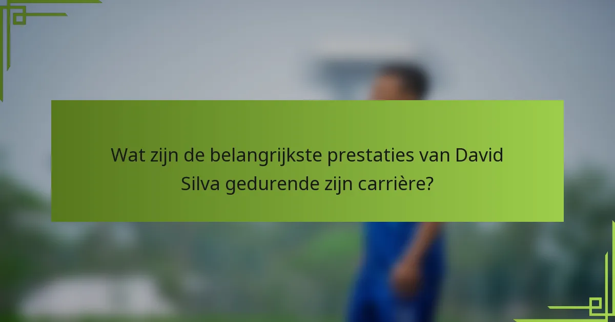 Wat zijn de belangrijkste prestaties van David Silva gedurende zijn carrière?