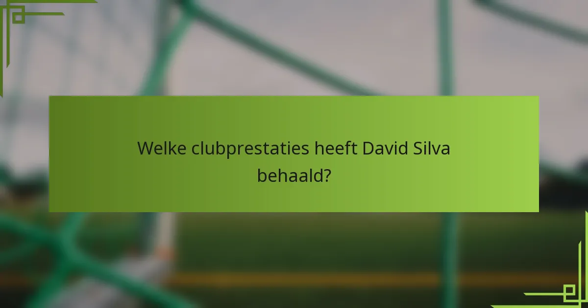 Welke clubprestaties heeft David Silva behaald?